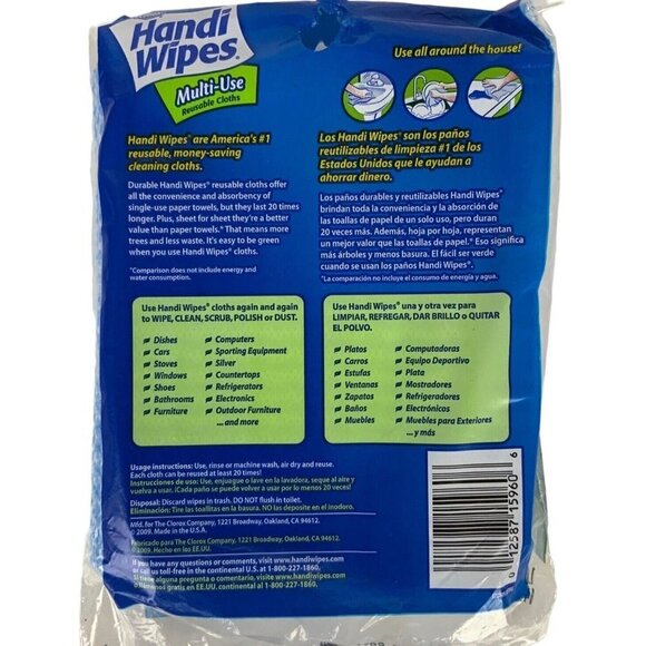 Clorox Handi Wipes Lot Of 4 Packages Multi-Use Reusable Cloths 24 Total Cloths - Picture 3 of 3